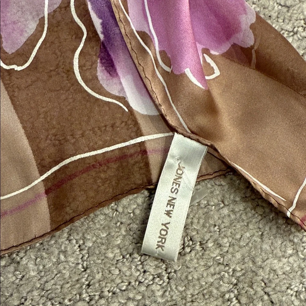 New, no tags: Jones New York bronze-brown floral silk scarf